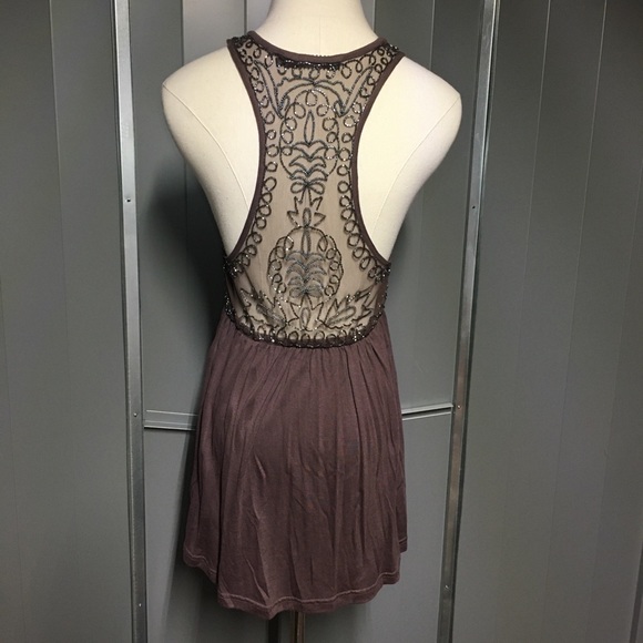 THE BUCKLE // BKE Boutique Plum Purple Mesh Sequin Babydoll Tank Top Small - Picture 3 of 9